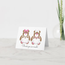 Dos novias boda de teddy oso tarjetas de agradecim