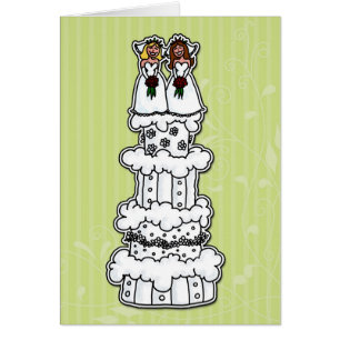 Dos novias en el pastel de bodas