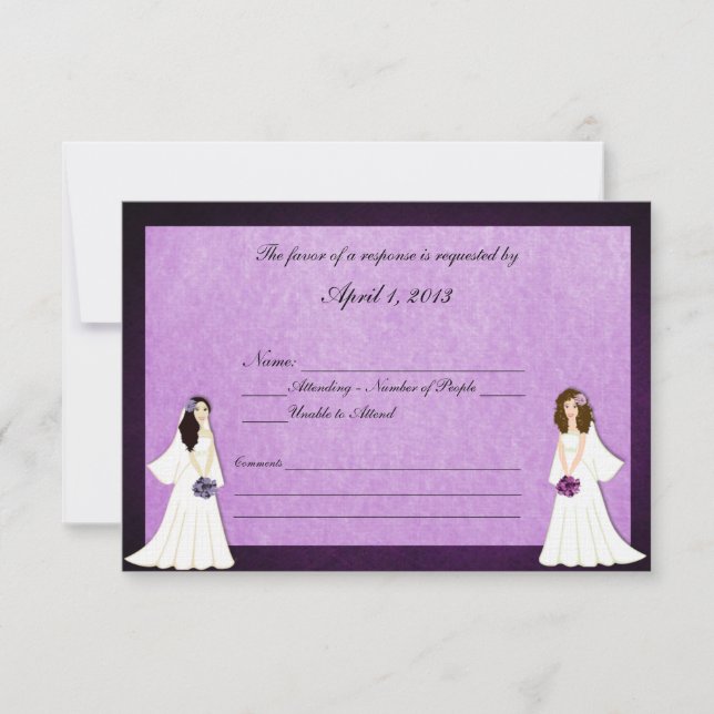 Dos novias Personalizado de Lesbianas Bodas RSVP T (Anverso)