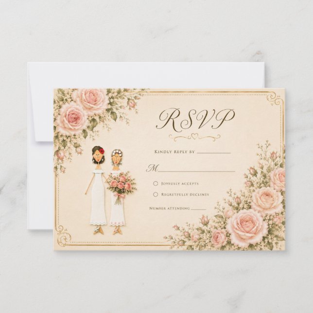 Dos Novias Vintage Blush RSVP (Anverso)