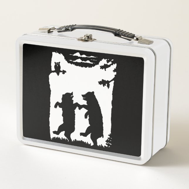 Dos osos bailando en lechuza de bosque en silueta  (Anverso)