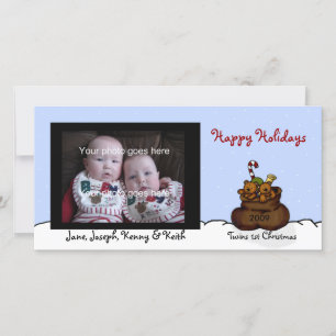 Dos osos gemelos en tarjeta de foto de Santas