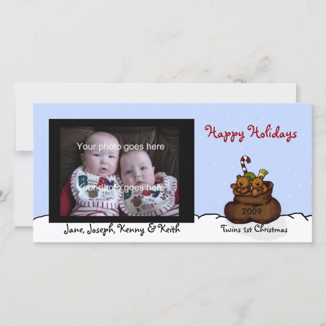 Dos osos gemelos en tarjeta de foto de Santas Sant (Anverso)