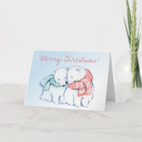 Dos osos polares con tarjeta de felicitación navid