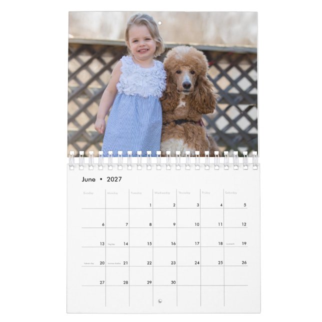 Dos página, calendario pequeño, blanco (Jun 2027)