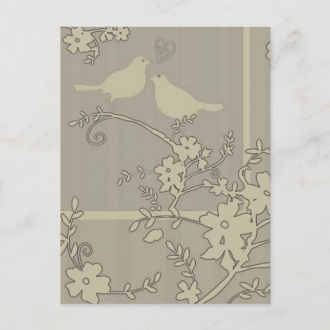 Dos Pájaros de Amor ~ Tarjetas Postales / Invitaci (Anverso)