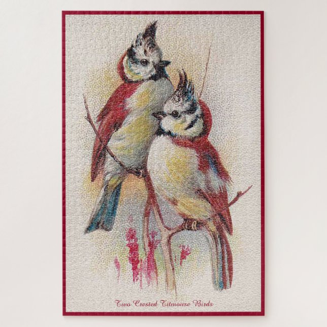 Dos pájaros de timbre en reposo Gran rompecabezas (Vertical)