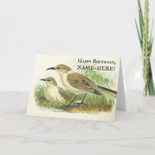 Dos pájaros en la tarjeta de felicitación de cumpl