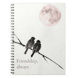 Dos pájaros Sumi-E | Amistad, Siempre | Cuaderno