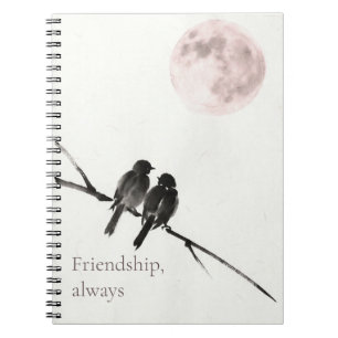 Dos pájaros Sumi-E Amistad, Siempre Cuaderno