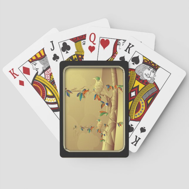 Dos pájaros tropicales resumen cartas de arte (Reverso)