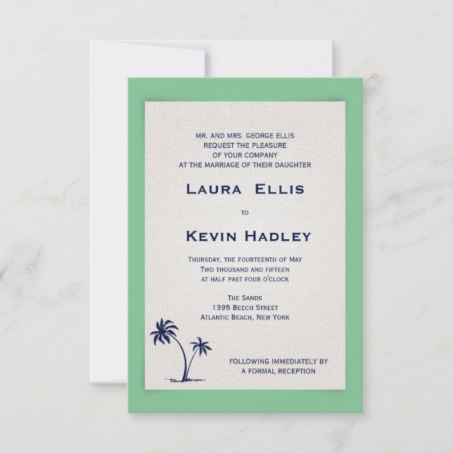 Dos palmas - Invitación a la boda en un mar verde (Anverso)