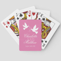 Dos palomas blancas boda rosa nombre jugando carta