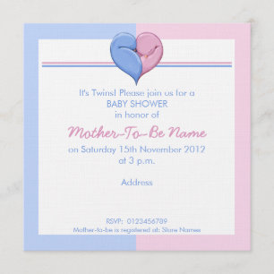 Dos palomas corazonan la invitación de Baby Shower