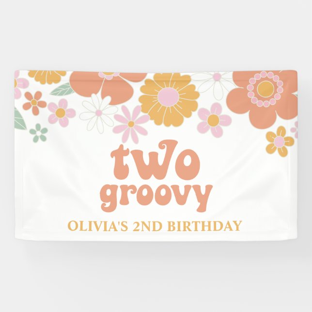 Dos pancartas de cumpleaños florales retro geniale (Horizontal)