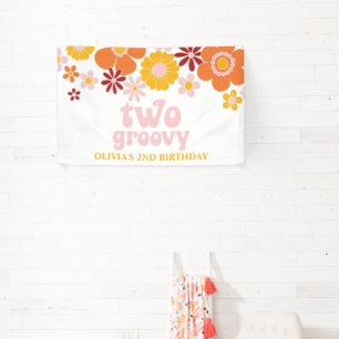 Dos pancartas de cumpleaños florales retro geniale