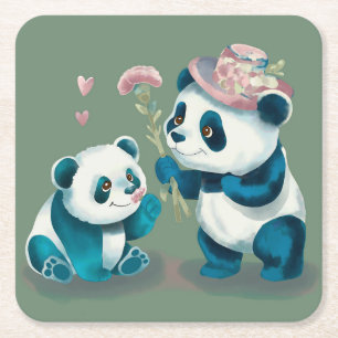 Dos Pandas Posavasos de Papel