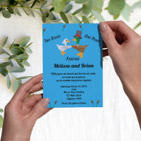 Dos Patos Una Poda Tarjeta de Invitación de Boda