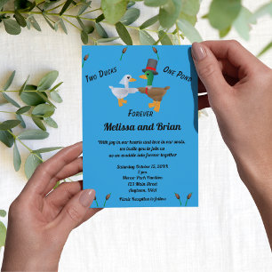 Dos Patos Una Poda Tarjeta de Invitación de Boda