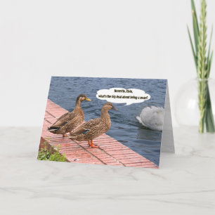 Dos patos y una tarjeta de cola para cisnes