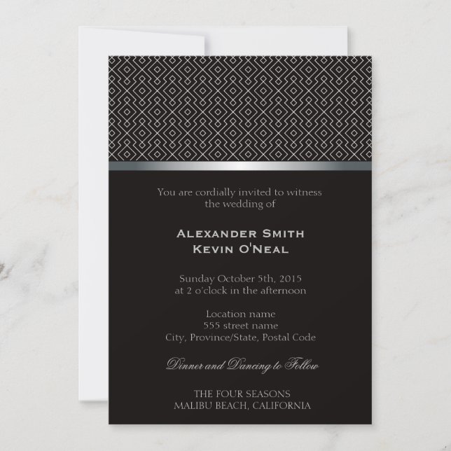 Dos patrones negros de Grooms-Gay invitación (Anverso)