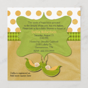 Dos peas en una invitación a un Personalizado Baby
