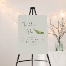 Dos peas en una tabla de bienvenida de Baby Shower