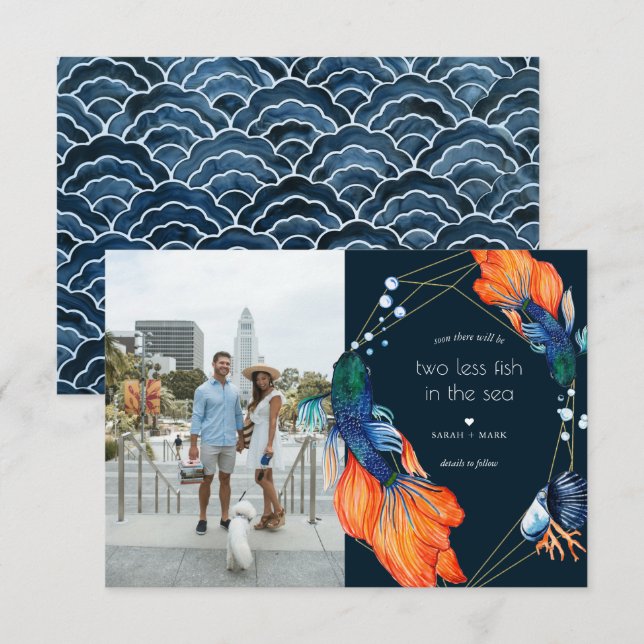 Dos Peces Menos | Invitación de compromiso fotográ (Anverso / Reverso)