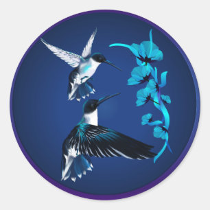 Dos Pegatinas Blue Hummingbirds