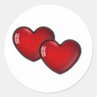 Dos pegatinas de corazones rojos