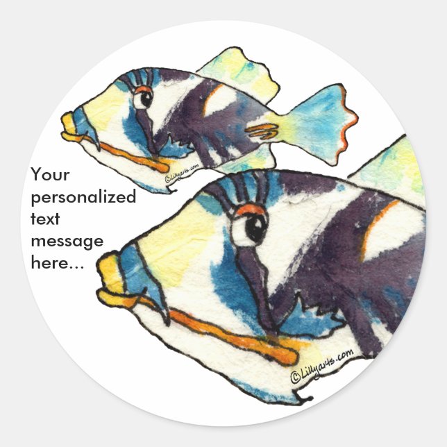 Dos Pegatinas Humu Humus Fish Personalizados (Anverso)