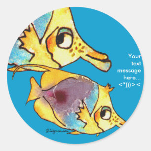 Dos pegatinas personalizados Butterflyfish azules
