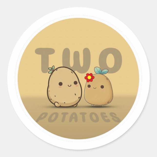 Dos Pegatinas redondos clásicos de papas (Anverso)