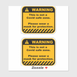 Dos pegatinas vinílicos de advertencia de Covid