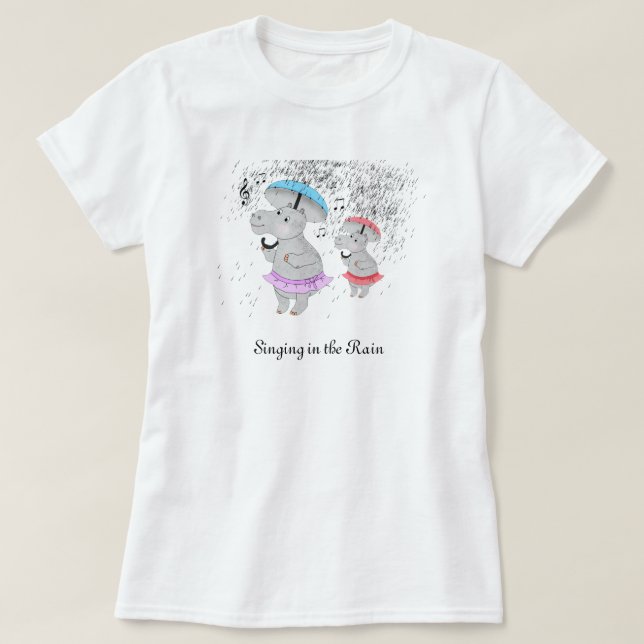 Dos pequeños hipopótamos cantando en la camiseta d (Diseño del anverso)