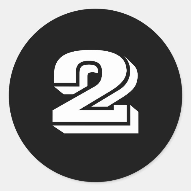 Dos pequeños Pegatinas redondos de números negros  (Anverso)