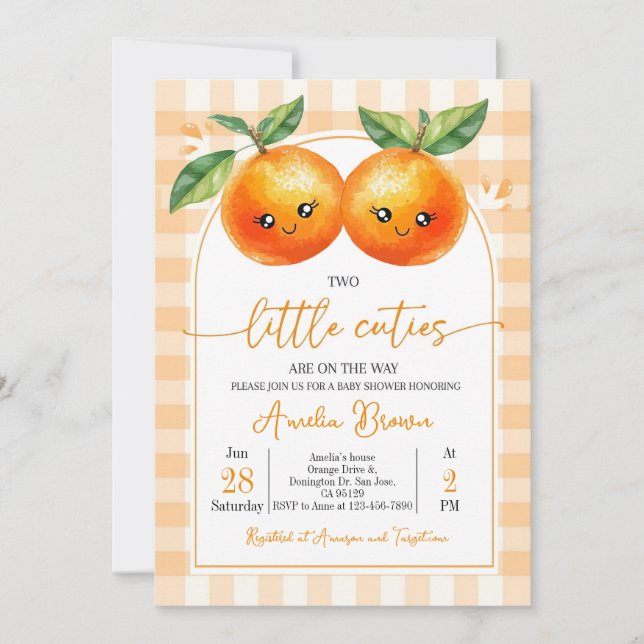 Dos Pequeños Ricurines Están en Camino Invitación  (Anverso)