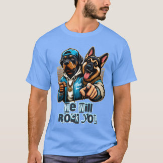 dos perros balanceándose diseño camiseta chica