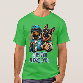 dos perros balanceándose diseño de camiseta divert