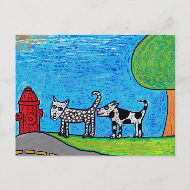 Dos perros con la tarjeta postal "Sniffing Butt" (Anverso)