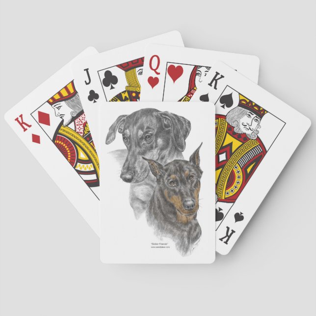 Dos perros Doberman Pinscher para jugar cartas (Reverso)