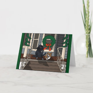 Dos perros en el Porch, tarjeta de Navidades