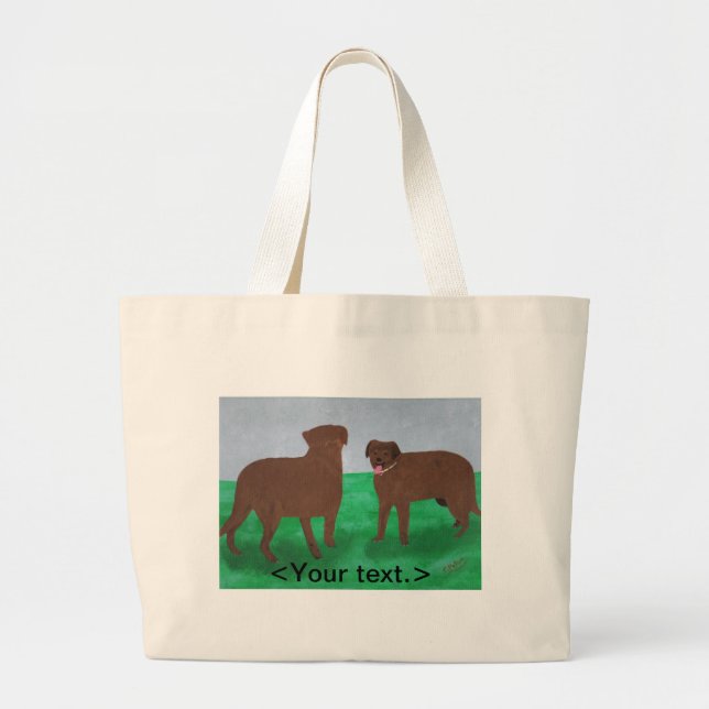 Dos Perros Marrones Amigables Tus Palabras Bolsas (Frente)