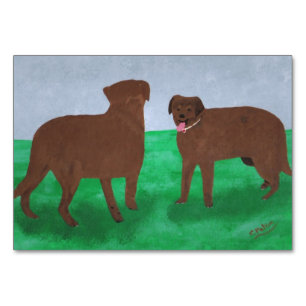 Dos perros pardos leyendo tarjetas de crédito para