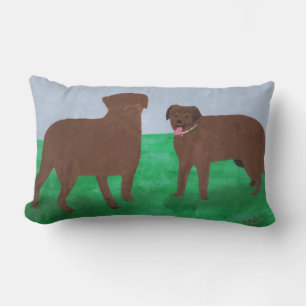 Dos perros pardos rectangulares almohada lumbar