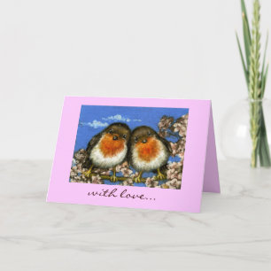 dos petirrojos tarjeta de amor