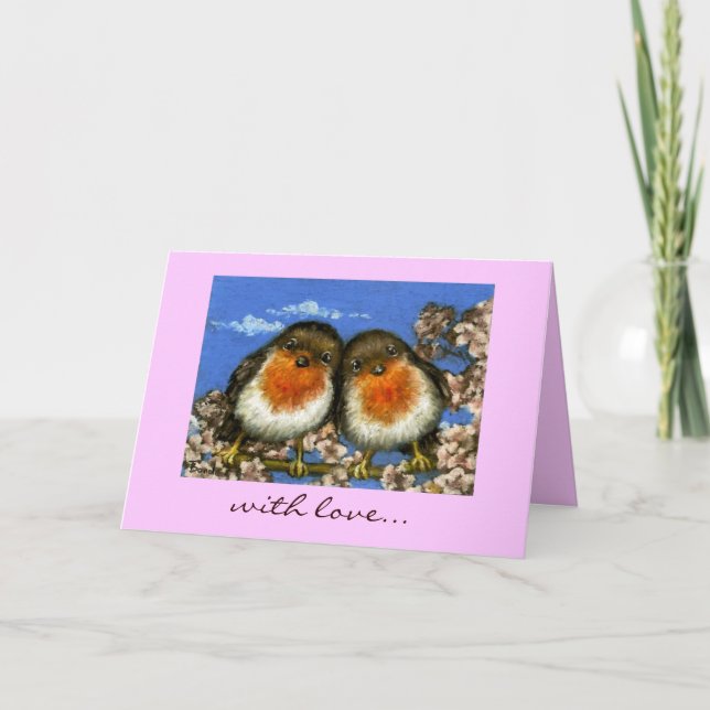dos petirrojos tarjeta de amor (Anverso)