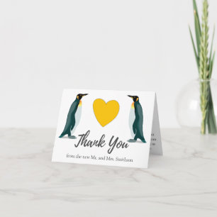 Dos Pingüinos Corazón Amarillo Agradecimiento
