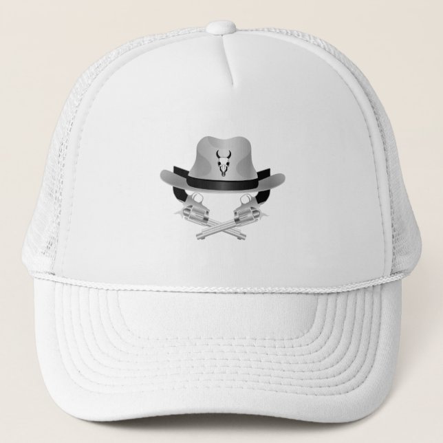 Dos pistolas cruzadas y gorra (Anverso)