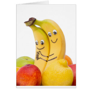 Dos plátanos cariñosos con los ojos y la boca